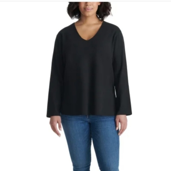 Splendid Sweater V-Neck Black Pull Over Women's Small Tunic Knit Top NWT - Picture 13 of 15